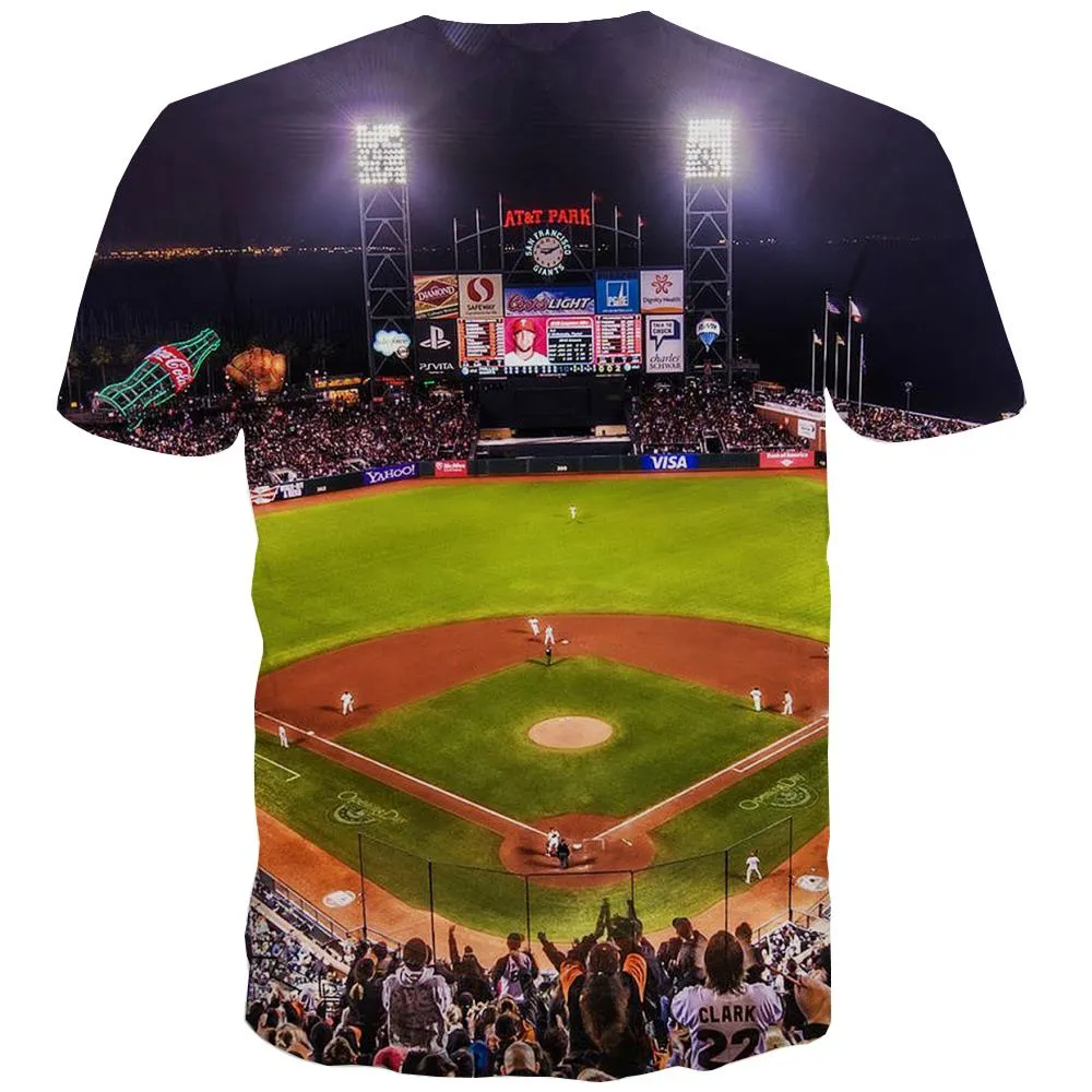 Baseball T-shirt Men Stadium T-shirts 3d Game Tshirts Novelty White Tshirt Printed