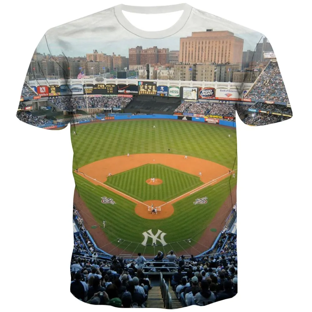 Baseball T-shirt Men Stadium Tshirts Novelty Game Shirt Print White T-shirts 3d