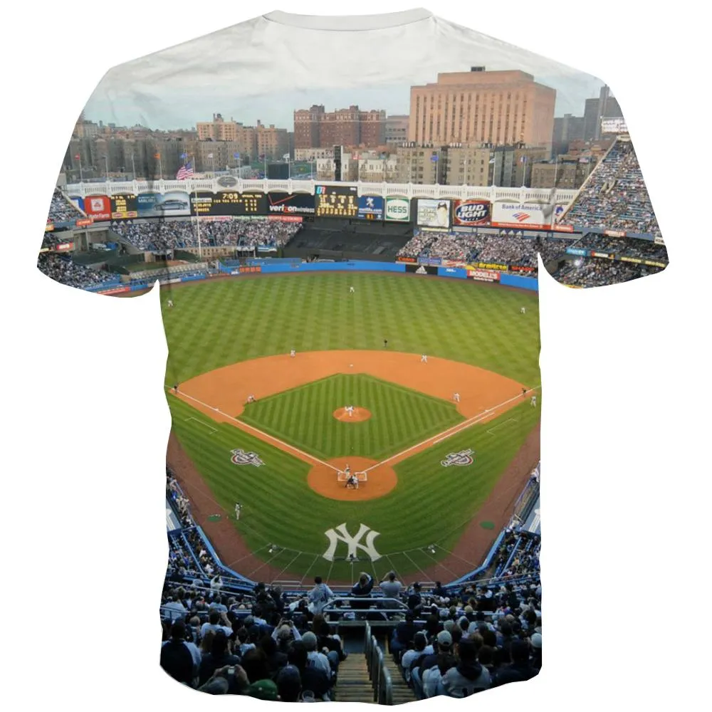 Baseball T-shirt Men Stadium Tshirts Novelty Game Shirt Print White T-shirts 3d