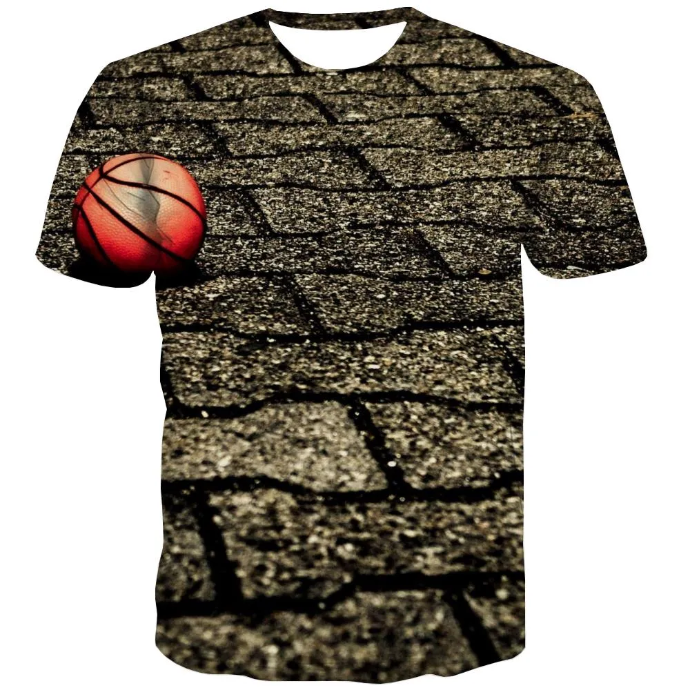 Basketball T-shirt Men Night View Tshirts Casual Galaxy T-shirts 3d City Tshirts Novelty