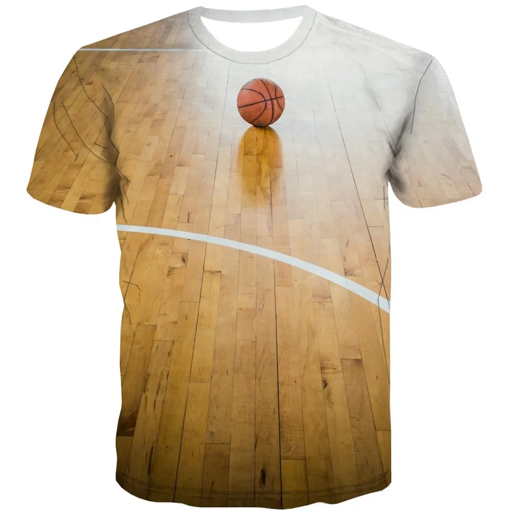 Basketball T-shirt Men Night View Tshirts Cool Galaxy Shirt Print City T shirts Funny