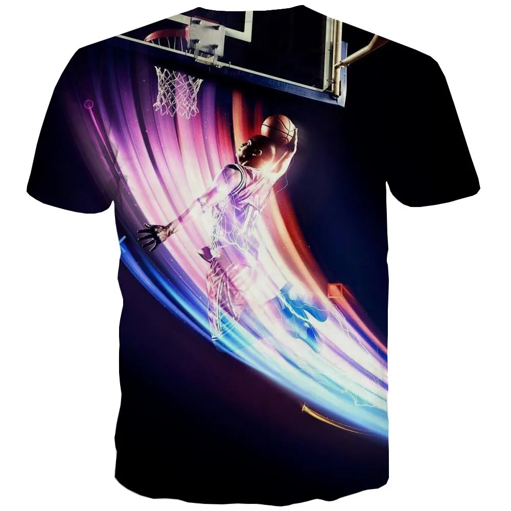 Basketball T shirts Men Night View Shirt Print Galaxy Tshirts Novelty City Tshirts Casual