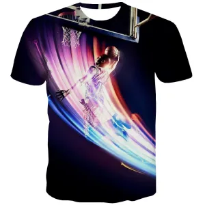 Basketball T shirts Men Night View Shirt Print Galaxy Tshirts Novelty City Tshirts Casual