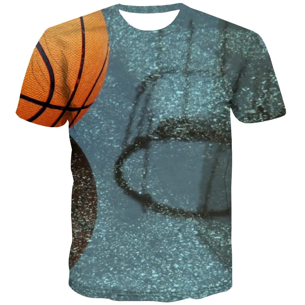 Basketball T shirts Men Night View Tshirts Novelty Galaxy T-shirts 3d City Shirt Print