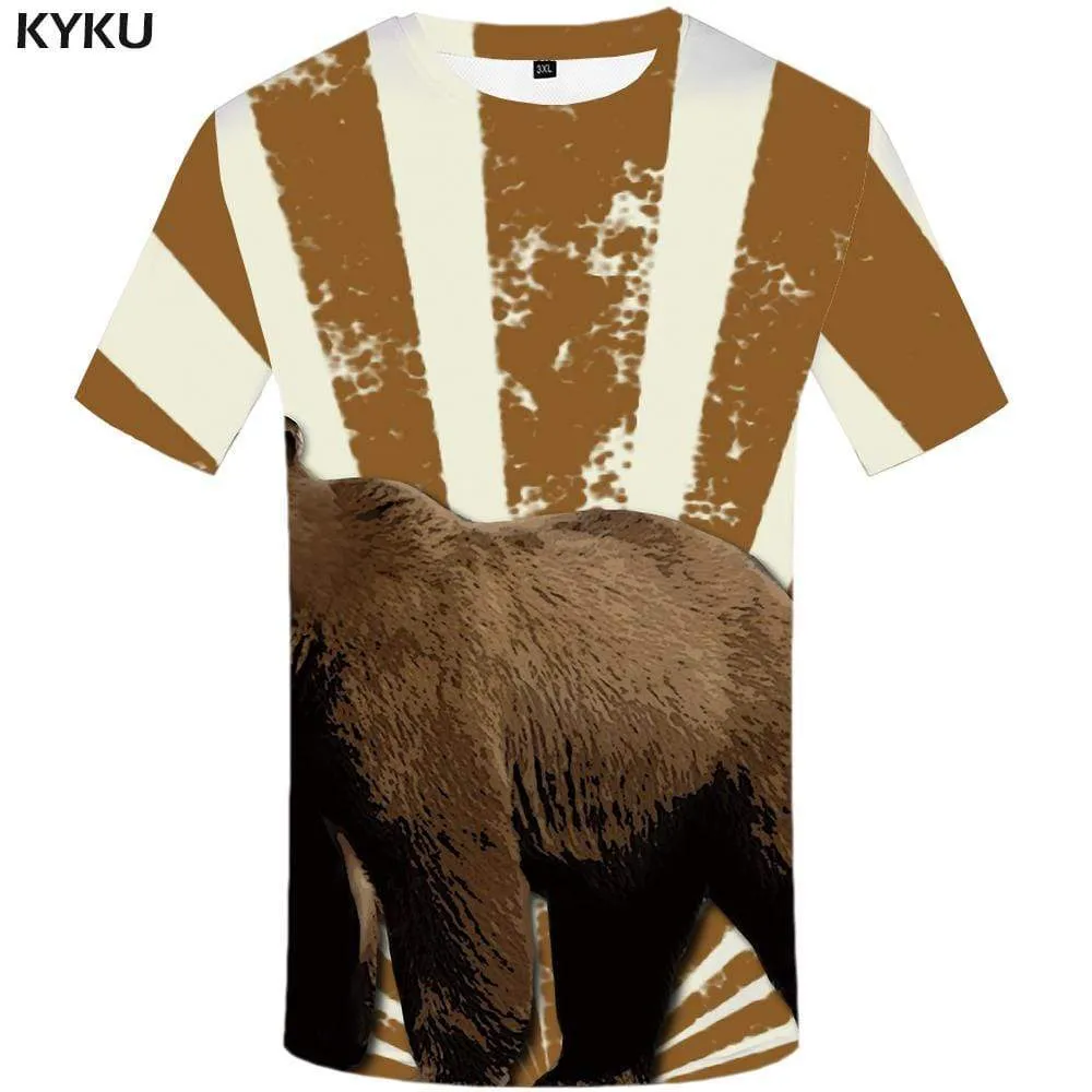 Bear T shirt Men Animal T shirts Funny Russia T-shirt 3d Harajuku Tshirt Anime Tshirts Print Mens Fashion Short Sleeve Unisex