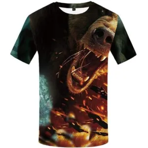 Bear T-shirt Men Russia Tshirt Anime Animal T shirts Funny War T-shirts 3d Flame T-shirts Graphic Short Sleeve Hip hop Men women