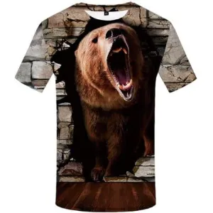 Bear T-shirt Men Russia Tshirt Printed Animal T-shirts Graphic War Tshirts Novelty Angry T shirts Funny Short Sleeve summer Mens