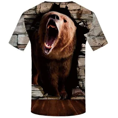 Bear T-shirt Men Russia Tshirt Printed Animal T-shirts Graphic War Tshirts Novelty Angry T shirts Funny Short Sleeve summer Mens