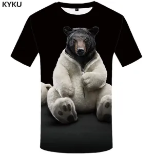 Bear T-shirts Men Russia T shirts Funny Animal Tshirt Anime Black Tshirts Print Harajuku T-shirt 3d Mens Fashion Short Sleeve