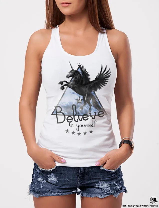 Believe in yourself Women's T-shirt Unicorn Graphic Tank Top WD01UB