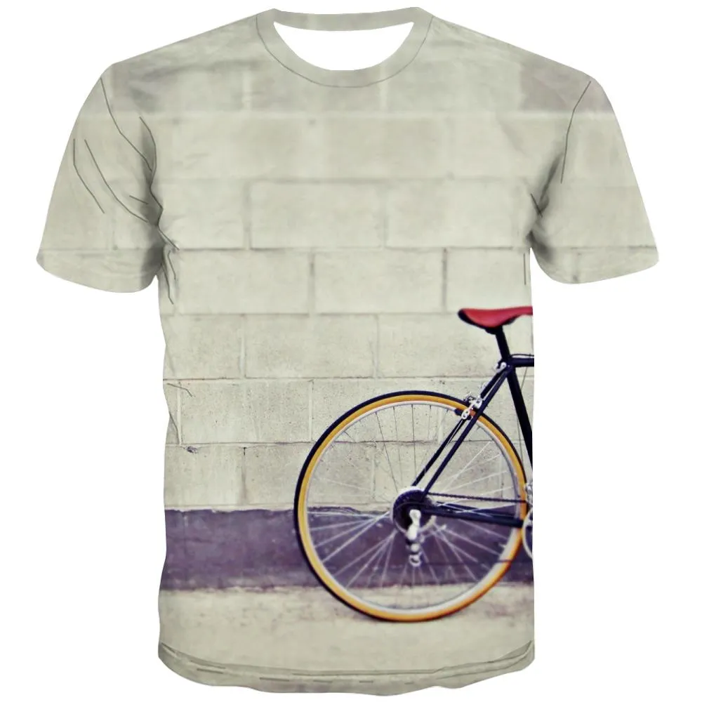 Bicycle T-shirt Men Metal Shirt Print City T-shirts Graphic Psychedelic T shirts Funny