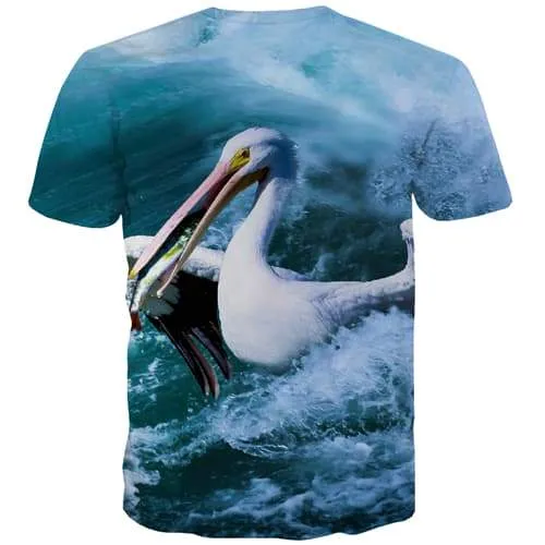 Bird T-shirt Men Animal Tshirts Casual Ocean Tshirts Novelty Short Sleeve