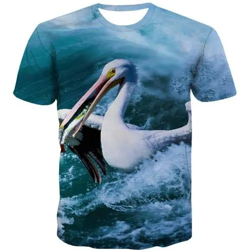 Bird T-shirt Men Animal Tshirts Casual Ocean Tshirts Novelty Short Sleeve