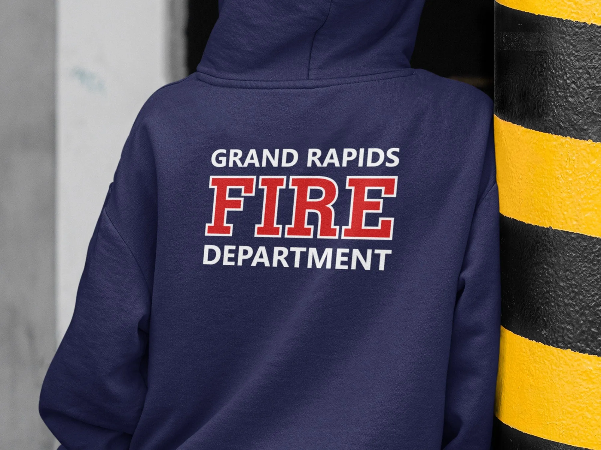 Birthday Firefighter Youth Sized Hoodie in Navy with Maltese Cross and Personalized Name - Optional Fire Department on Back