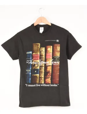 Black Thomas Jefferson's Library Printed T-shirt - M