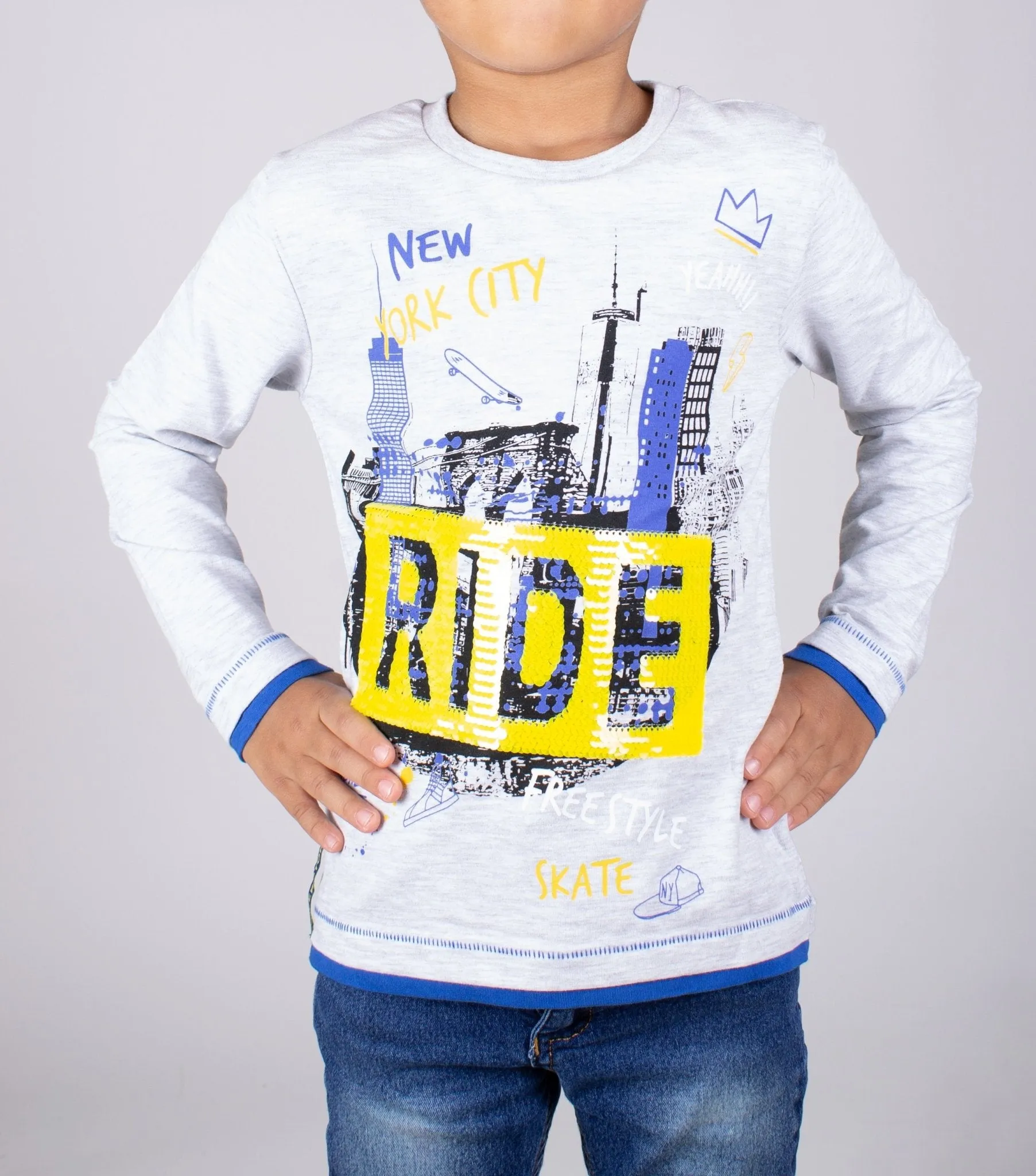 Boys' Long Sleeve Sequin Graphic T-shirt