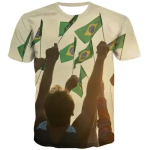 Brazilian Flag T-shirt Men Brazil Tshirt Printed Character Tshirts Casual Harajuku Tshirts Novelty Funny Shirt Print