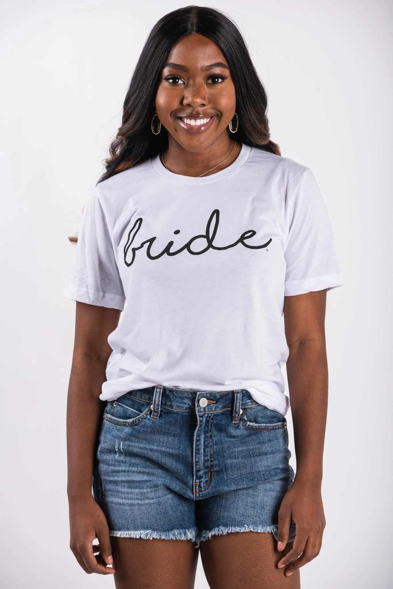 Bride pride script crew neck t-shirt white