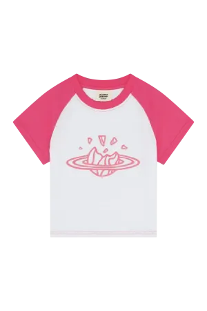 Broken Planet Market Baby Tee White & Pink