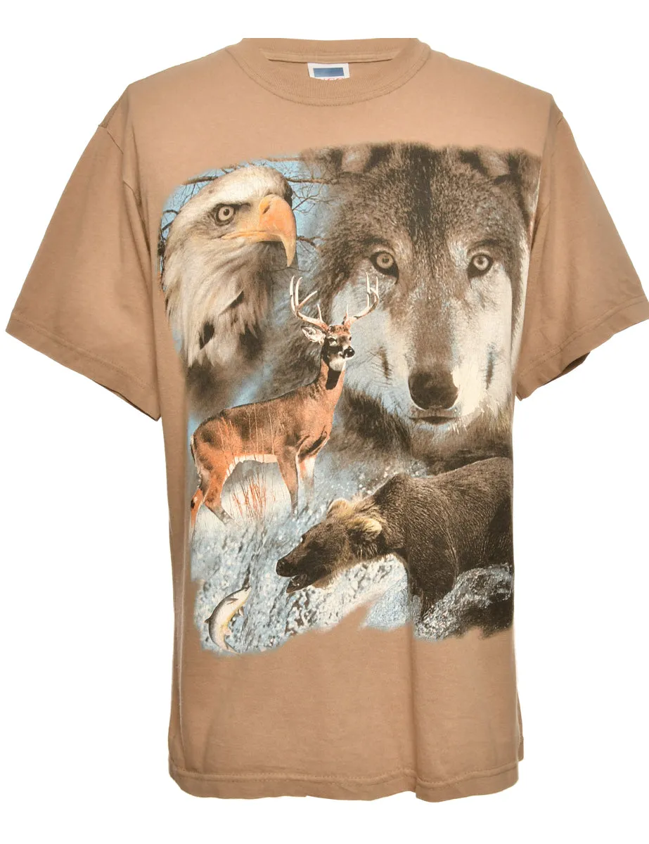 Brown Animal T-shirt - M