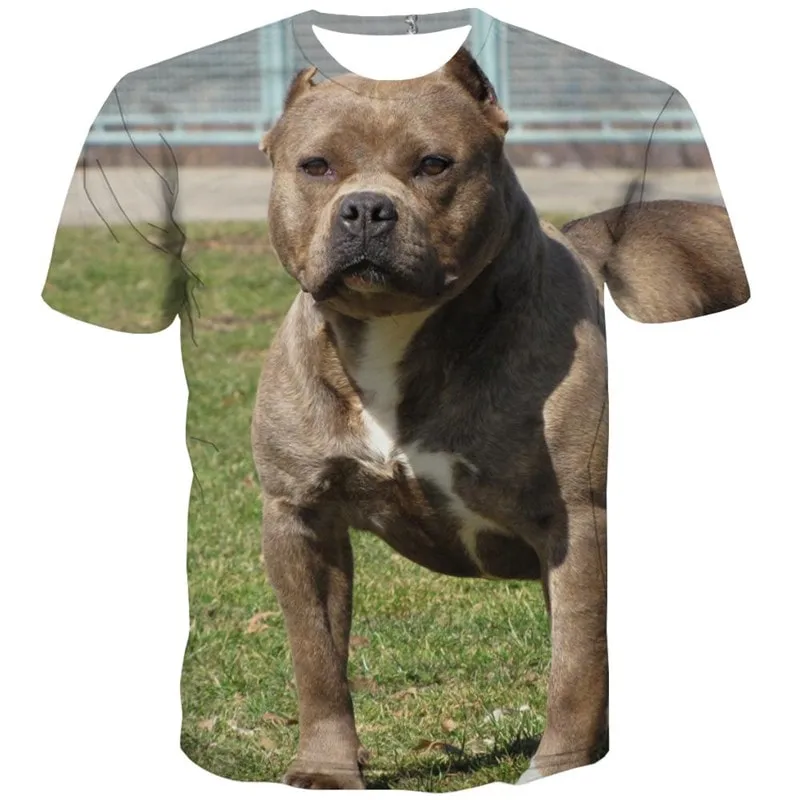 Bulldog t shirt dog Puppy Cute animal Hip hop tshirt 3D Casual big Smart dogs male art costume