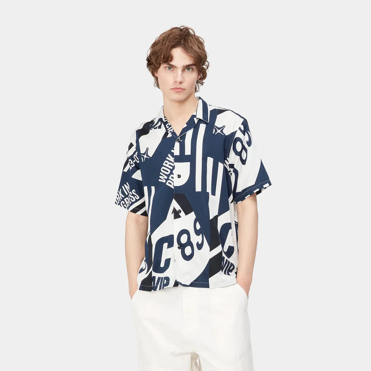 Carhartt WIP S/S Marina Shirt Herren Marina Print Atom Blue