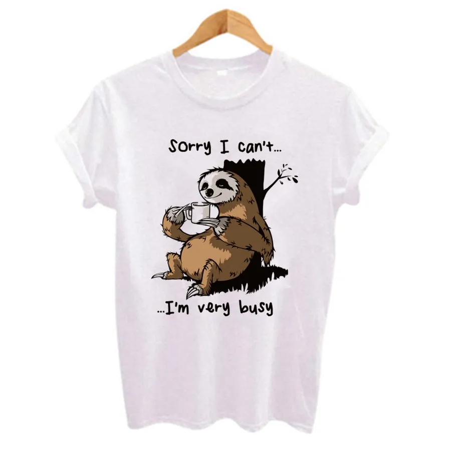 Cartoon Sloth Print Women T-Shirt 2019