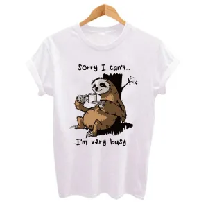 Cartoon Sloth Print Women T-Shirt 2019