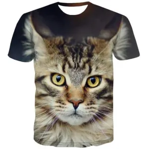 Cat T-shirt Men Animal Tshirts Casual Funny Tshirts Novelty Lovely T-shirts Graphic Leisure Tshirts Cool Short Sleeve Full Print