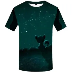 Cat T shirts Men Space Galaxy Tshirt Anime Animal Tshirt Printed Harajuku T-shirts 3d Mountain Shirt Print Short Sleeve Hip hop