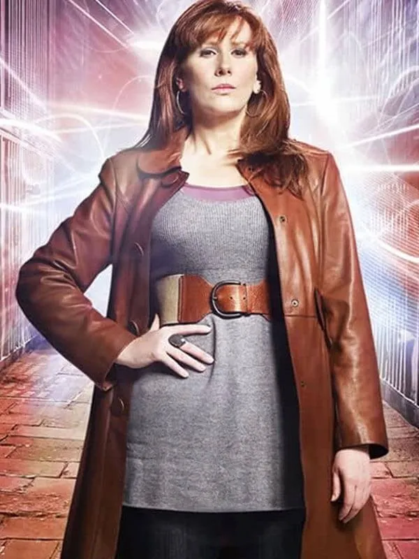 Catherine Tate Brown Leather Coat