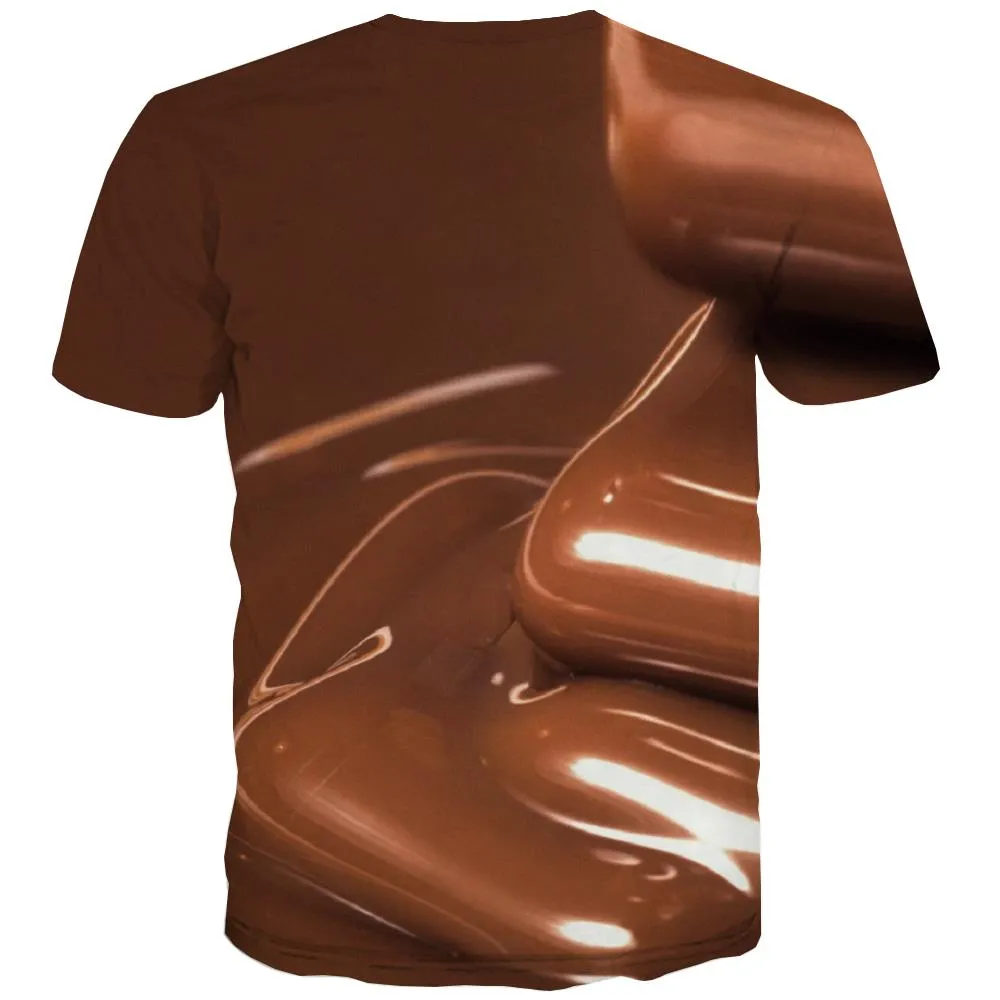 Chocolate T shirts Men Brown T-shirts 3d Delicious Tshirts Casual Bitter Tshirts Novelty