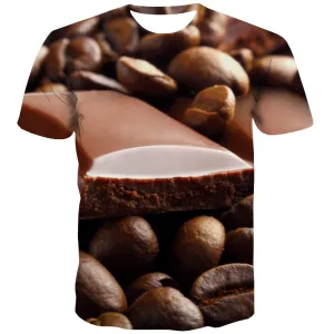 Chocolate T shirts Men Brown Tshirt Anime Delicious Shirt Print Bitter T-shirts Graphic