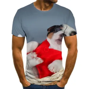 Christmas T-shirt Men Animal Tshirts Novelty Dog Tshirts Cool Harajuku T-shirts Graphic