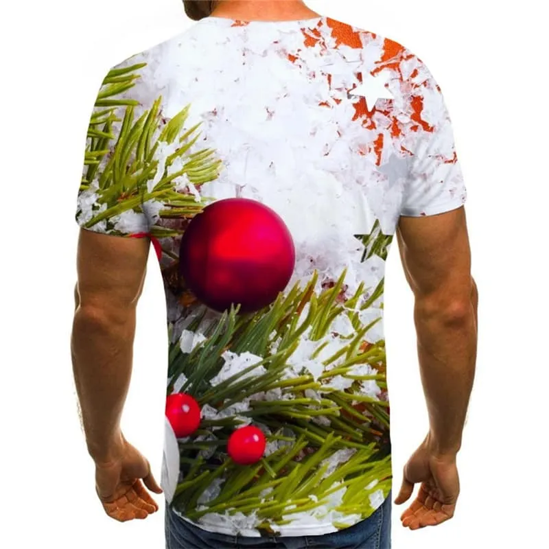 Christmas T-shirt Men Snow T-shirts 3d Hip Hop Tshirts Casual New Year Shirt Print