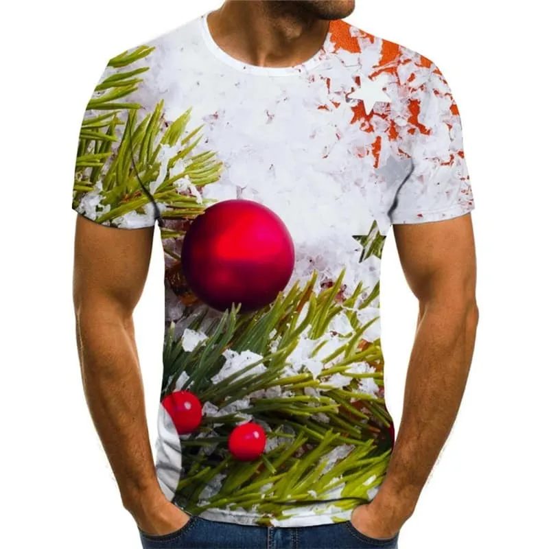 Christmas T-shirt Men Snow T-shirts 3d Hip Hop Tshirts Casual New Year Shirt Print