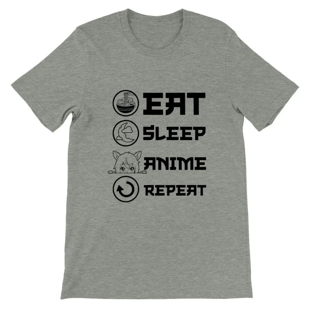 Citat t-shirt - Anime - Eat, Sleep, Anime, Repeat - Premium Unisex T-shirt