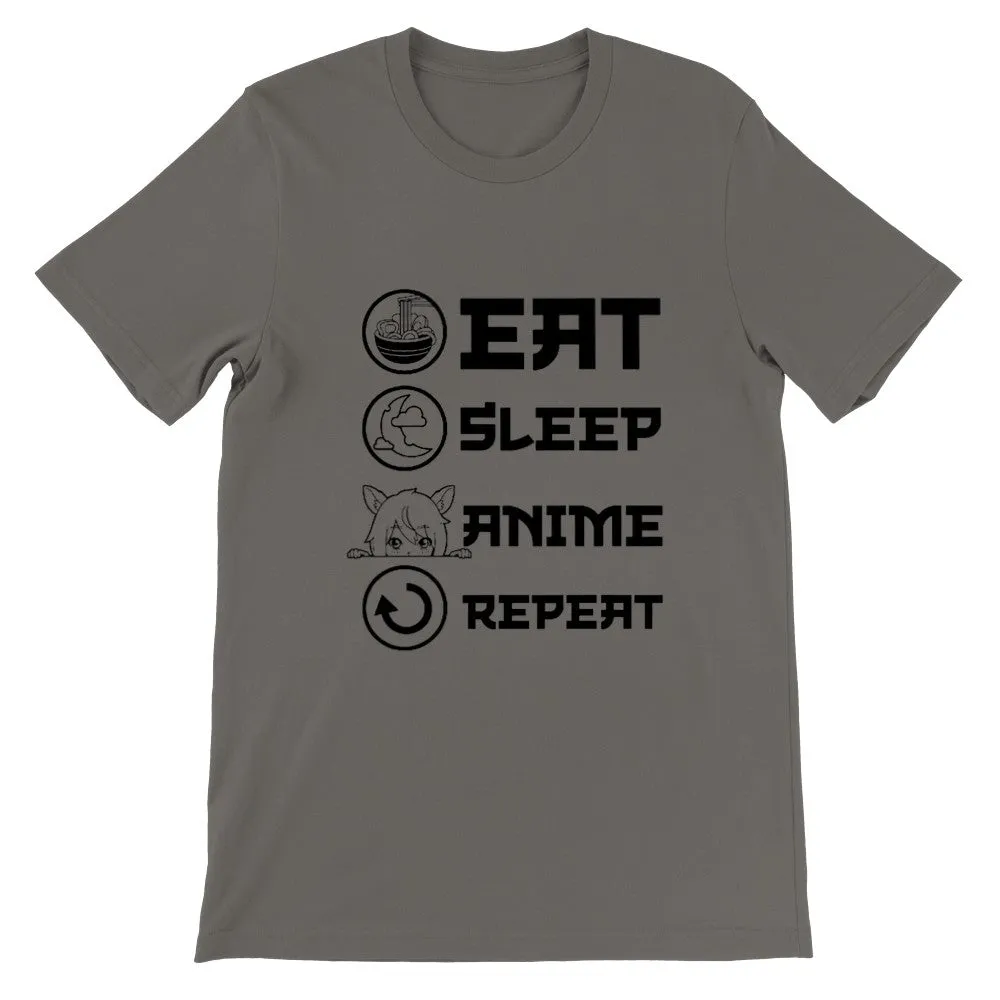 Citat t-shirt - Anime - Eat, Sleep, Anime, Repeat - Premium Unisex T-shirt