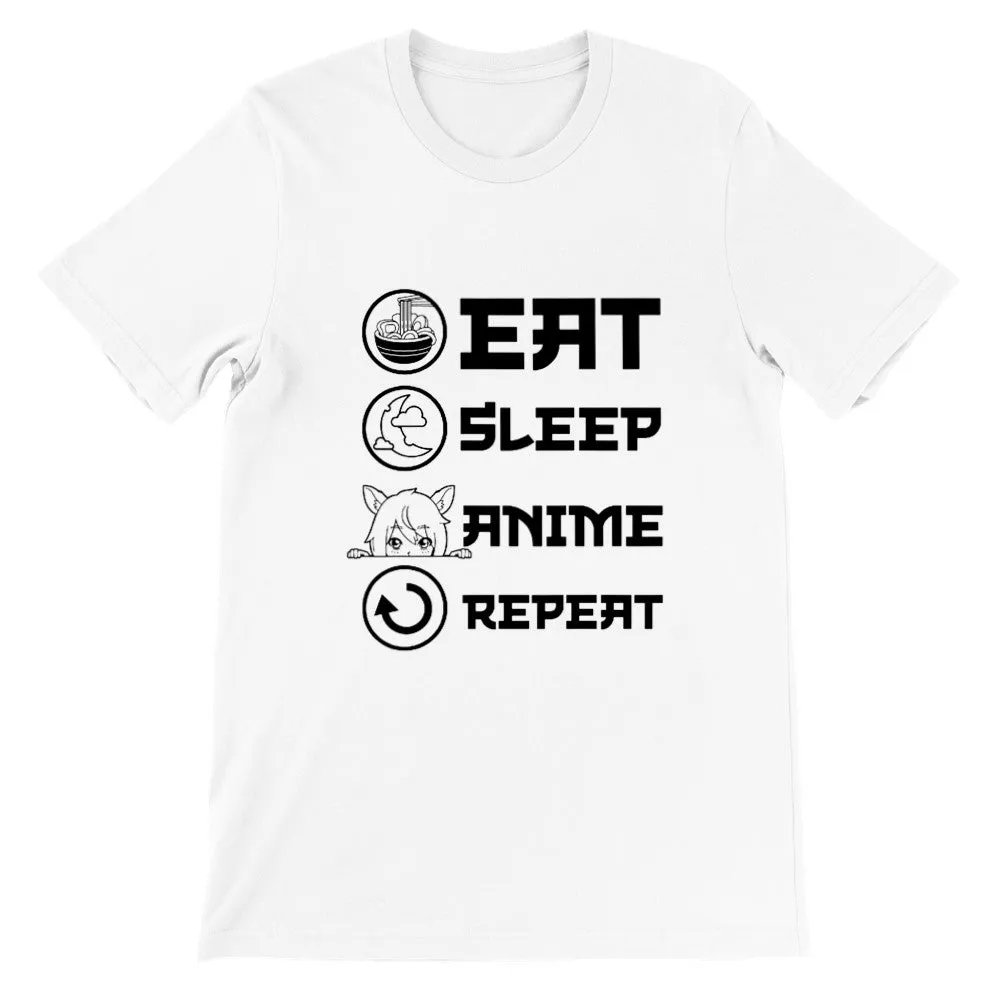 Citat t-shirt - Anime - Eat, Sleep, Anime, Repeat - Premium Unisex T-shirt