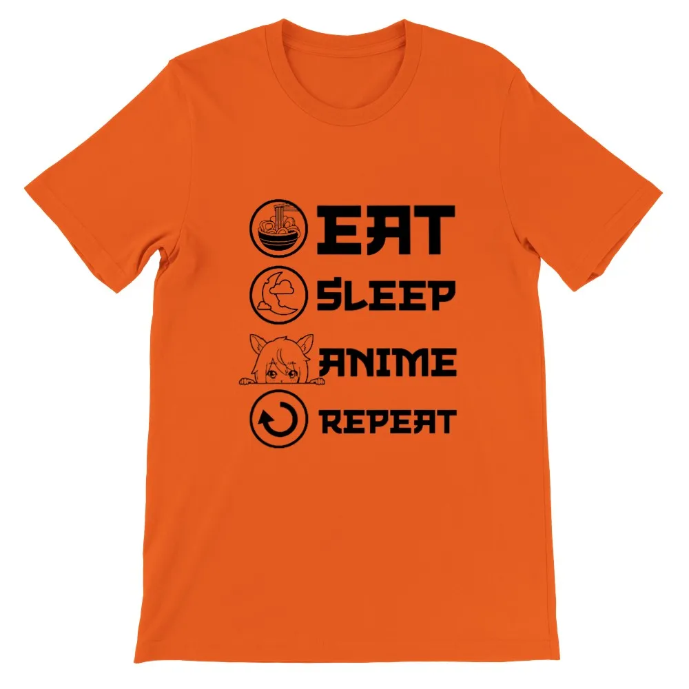 Citat t-shirt - Anime - Eat, Sleep, Anime, Repeat - Premium Unisex T-shirt