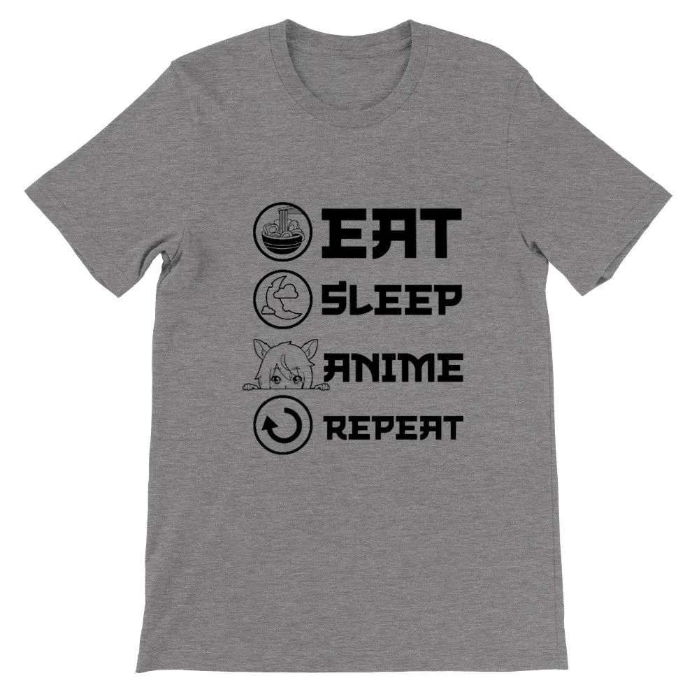 Citat t-shirt - Anime - Eat, Sleep, Anime, Repeat - Premium Unisex T-shirt