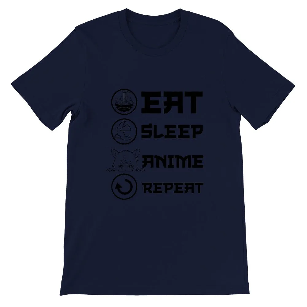 Citat t-shirt - Anime - Eat, Sleep, Anime, Repeat - Premium Unisex T-shirt