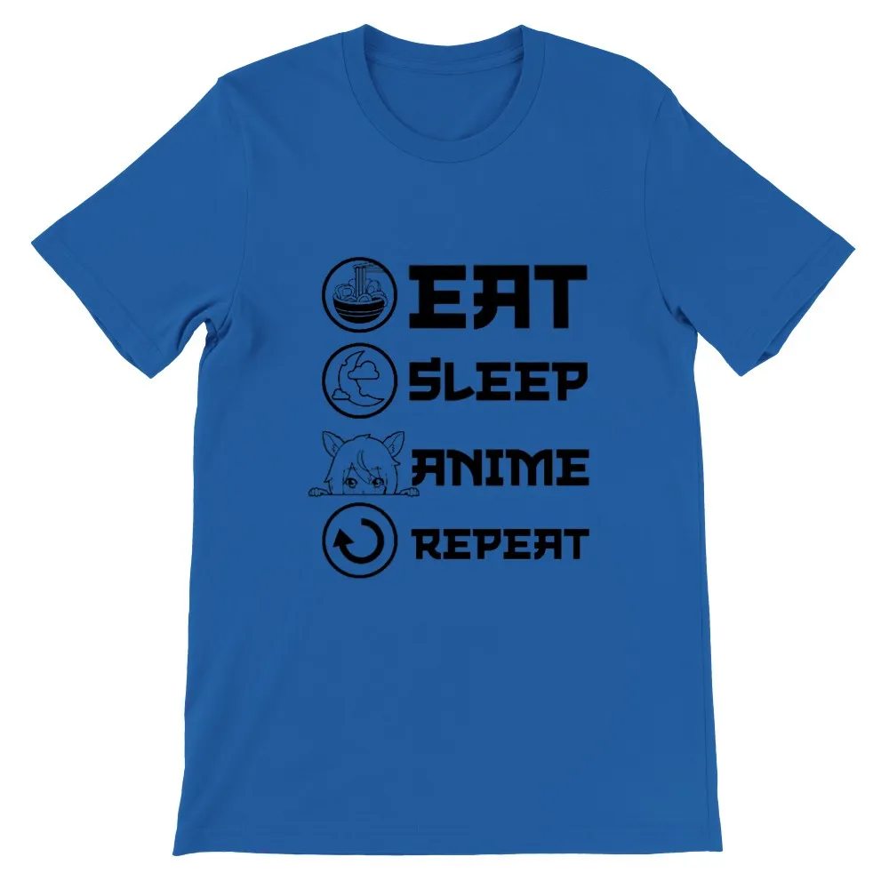 Citat t-shirt - Anime - Eat, Sleep, Anime, Repeat - Premium Unisex T-shirt