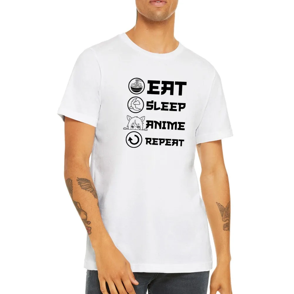 Citat t-shirt - Anime - Eat, Sleep, Anime, Repeat - Premium Unisex T-shirt