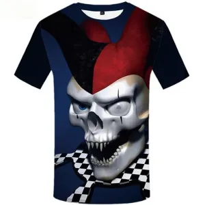 Clown T-shirt Men Skull T-shirts Graphic Punk Tshirts Novelty Black And White Tshirts Cool Short Sleeve Full Print Men New