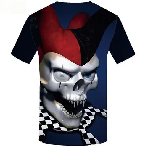 Clown T-shirt Men Skull T-shirts Graphic Punk Tshirts Novelty Black And White Tshirts Cool Short Sleeve Full Print Men New