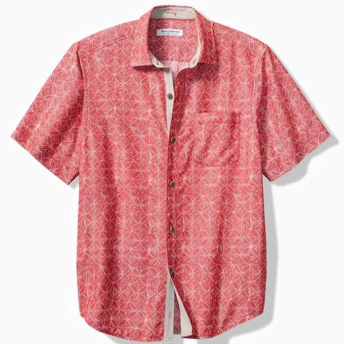 Coconut Point Fleur De Geo IslandZone® Camp Shirt in Boomerang Red by Tommy Bahama