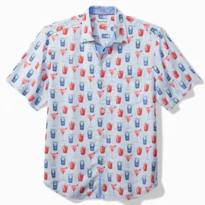 Coconut Point Red, White, and Cheers IslandZone® Camp Shirt in Chambray Blue by Tommy Bahama