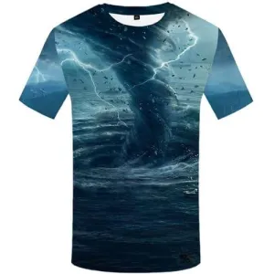 Coconut Tree T-shirt Men Ocean T shirts Funny Lightning T-shirts Graphic Vortex Tshirt Printed Mountain T-shirts 3d Short Sleeve