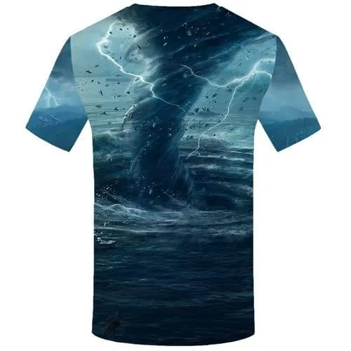 Coconut Tree T-shirt Men Ocean T shirts Funny Lightning T-shirts Graphic Vortex Tshirt Printed Mountain T-shirts 3d Short Sleeve